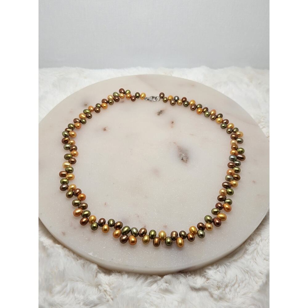 Honora Genuine Pearl Necklace With Sterling Silver Clasp In Brown Tones 20 In